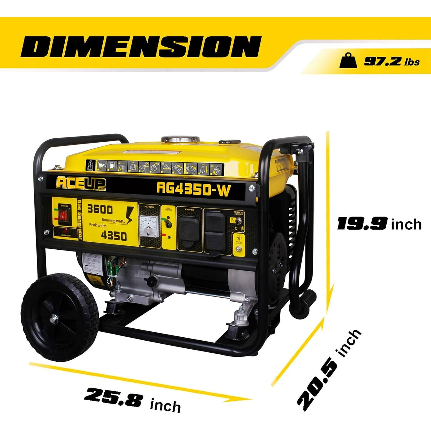 Aceup Energy Portable Generator 4500 Watt Gas Powered Equipment with Wheel Kit & Oil, 4000W Generator EPA & CARB Compliant