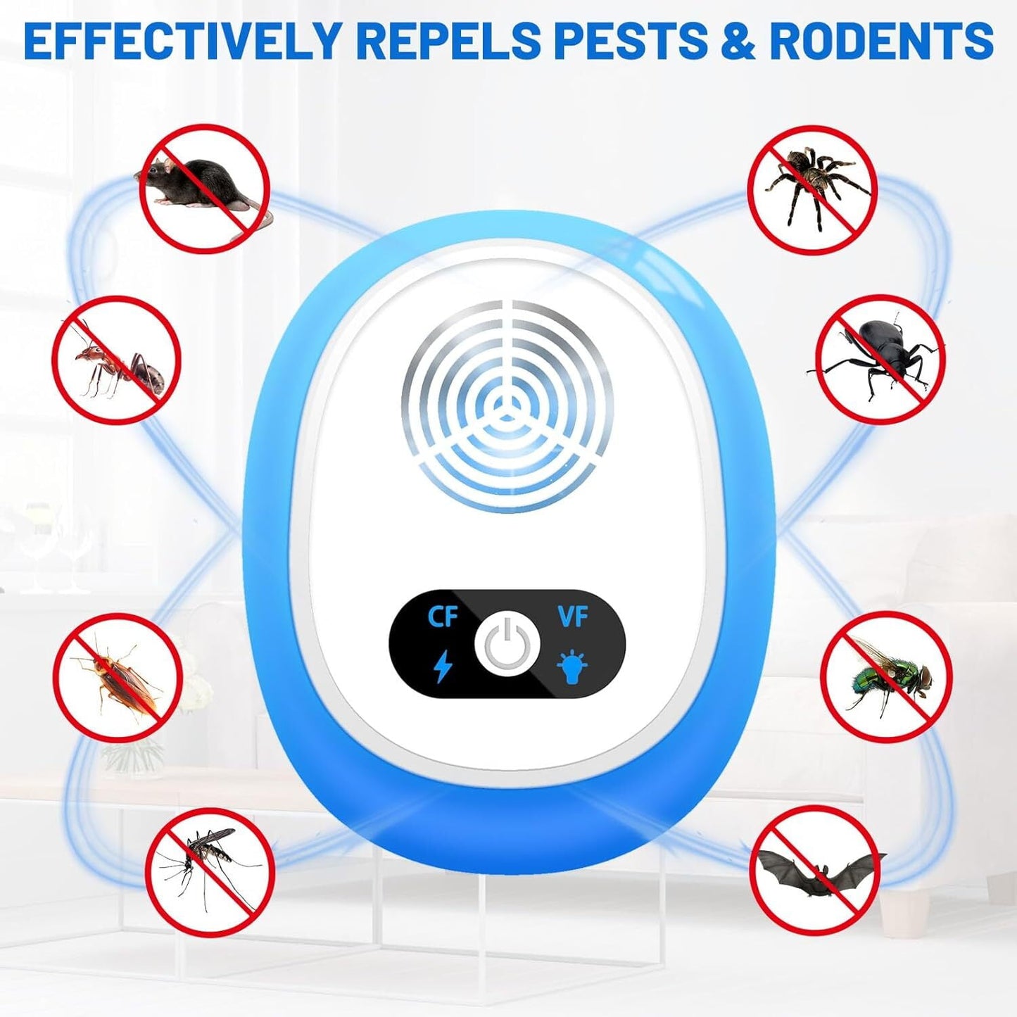 6 Packs Ultrasonic Pest Repeler, 2025 New Mouse Repelent Indoor, Electronic Pest Control Plug in for Mice Mosquito Bug Mouse Rodent Roach Spider