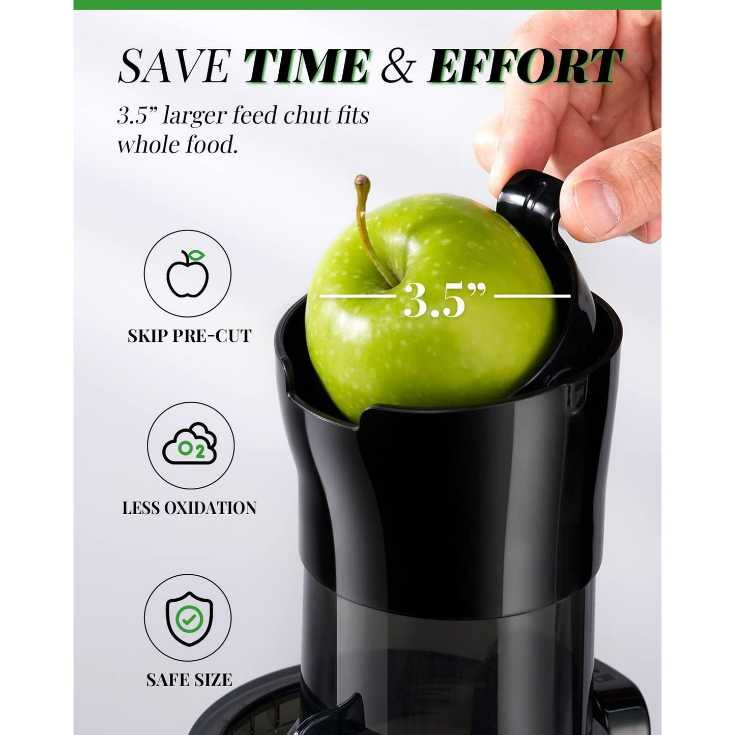 SHARDOR Cold Press Juicer Machines, Masticating Juicer Extractor with 3.5-Inch Feed Chute, Slow Juicer With High Yield, Easy to Clean,Grey