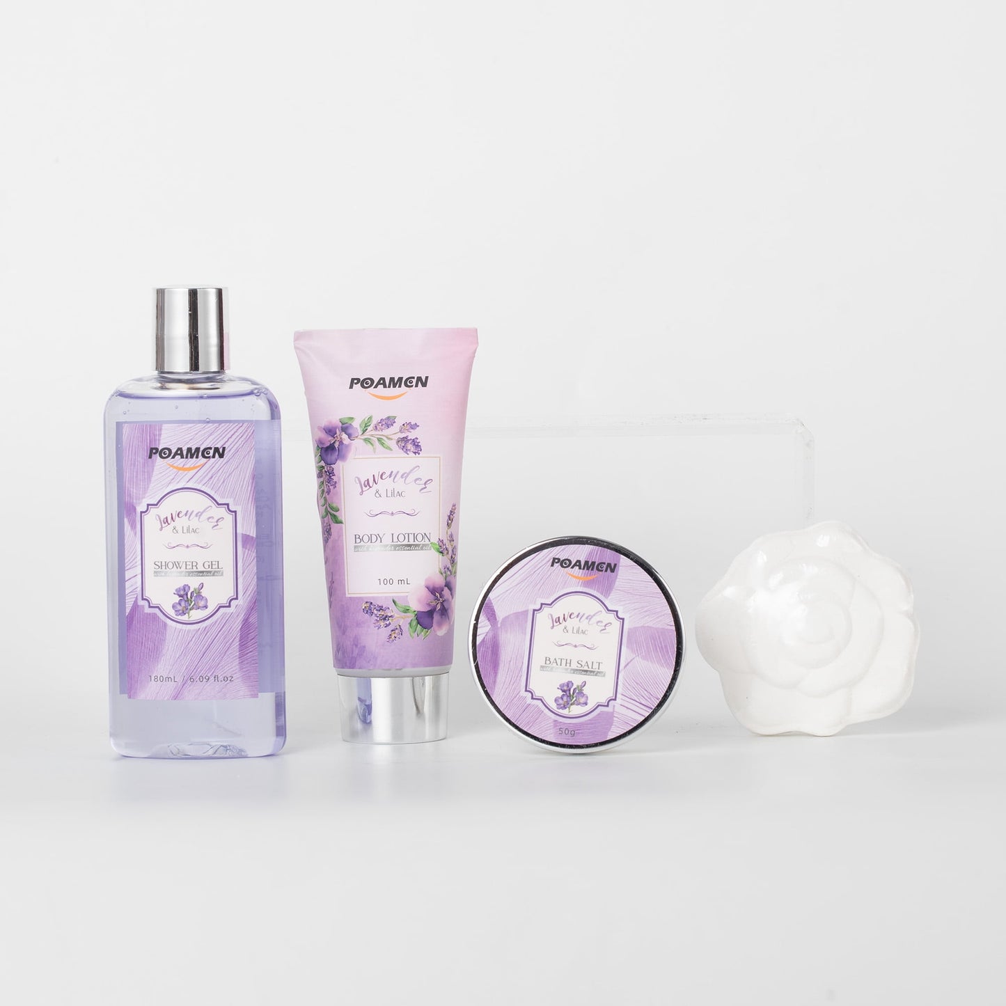 Poamcn Bath and Body Gift Set,Home Spa Gift Set for Women,Lavender Scent,4 Piece Set