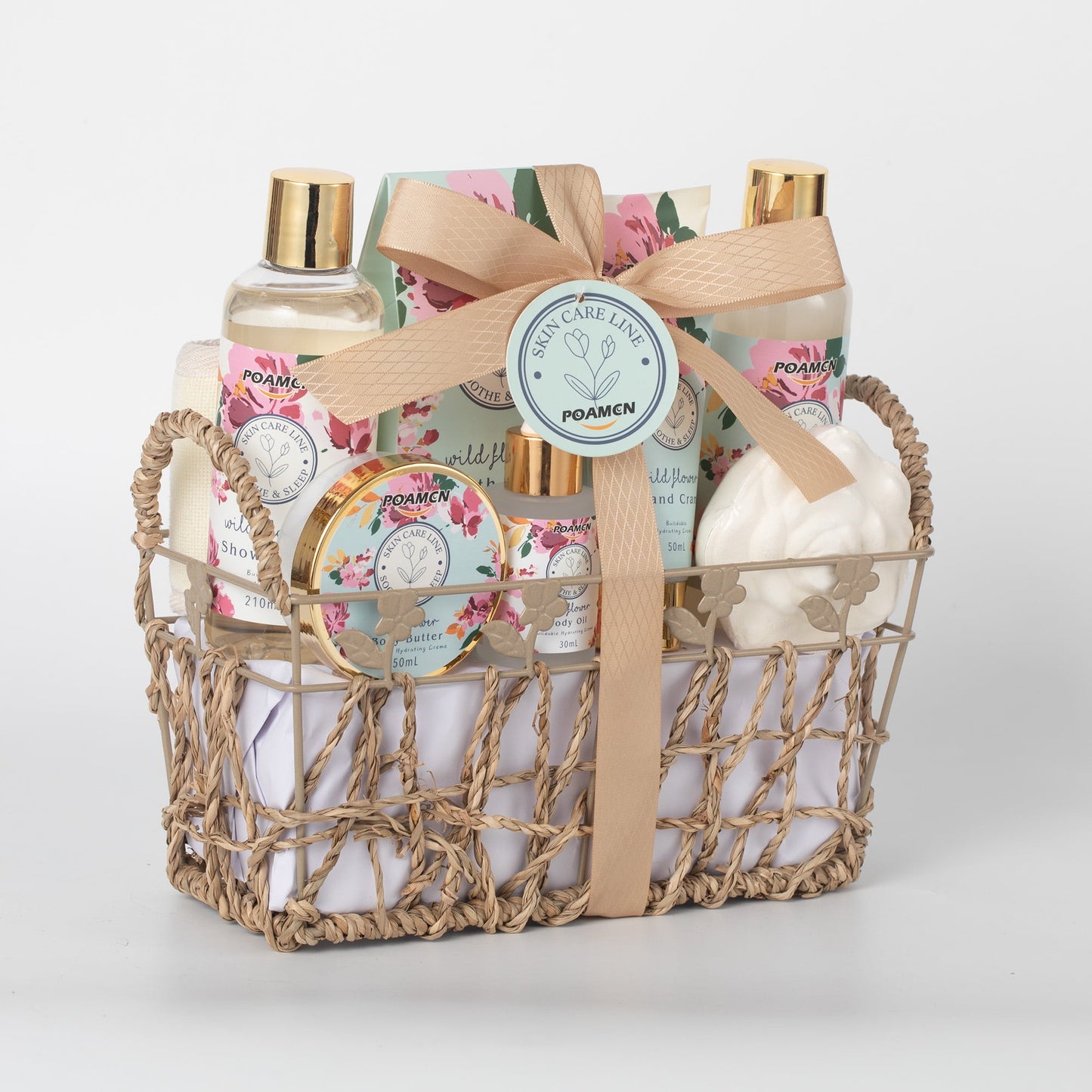 Poamcn Bath and Body Gift Set,Home Spa Gift Basket Set for Women,Japanese Cherry Blossom Scent,9 Piece Set