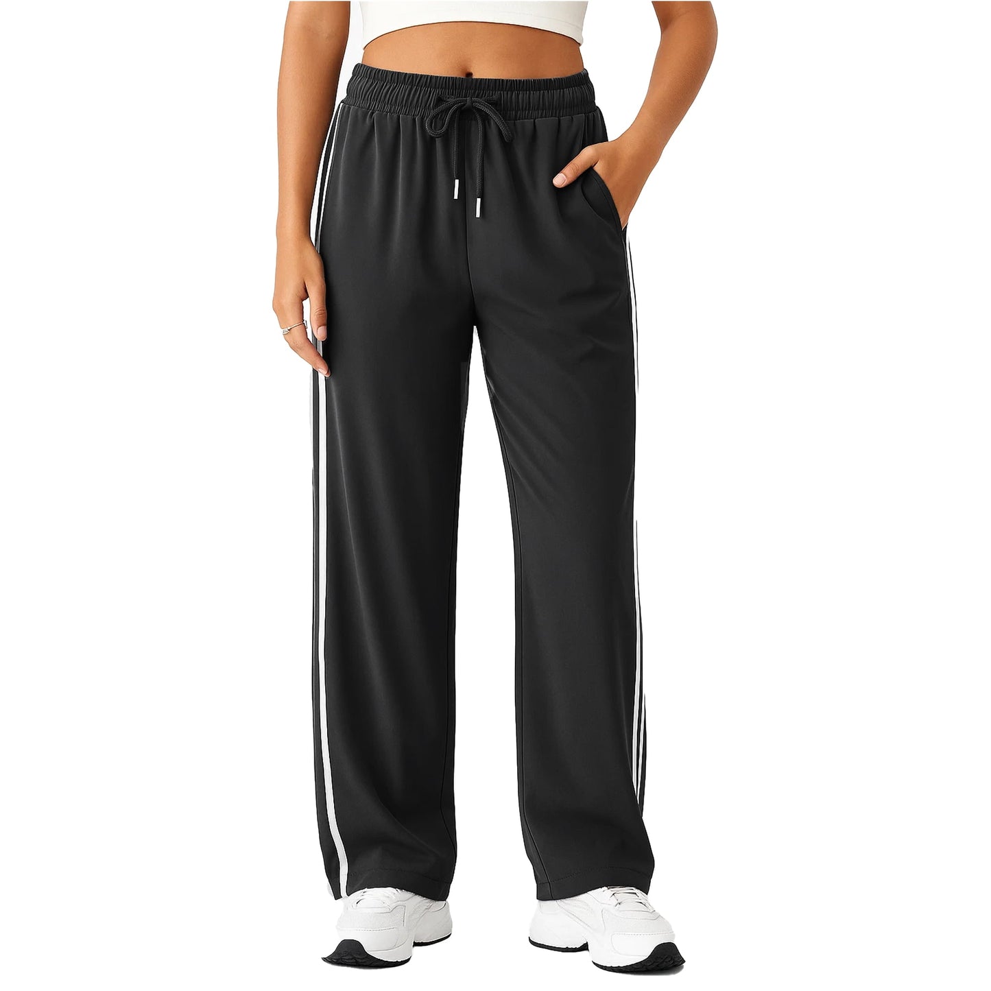 WQD Womens Yoga Sweatpants Joggers Wide Leg High Waisted Lounge Pants Comfy Workout Loose Pants with Pockets