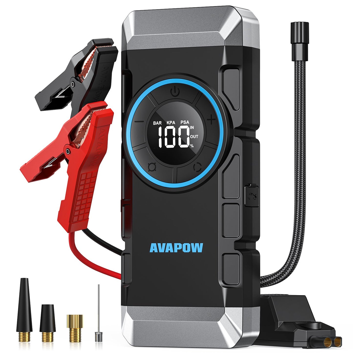 AVAPOW Jump Starter with Air Compressor, 3000A 12V Portable Car Battery Jump Starter (for All Gas or up to 8.0L Diesel) with 150PSI Digital Tire Inflator