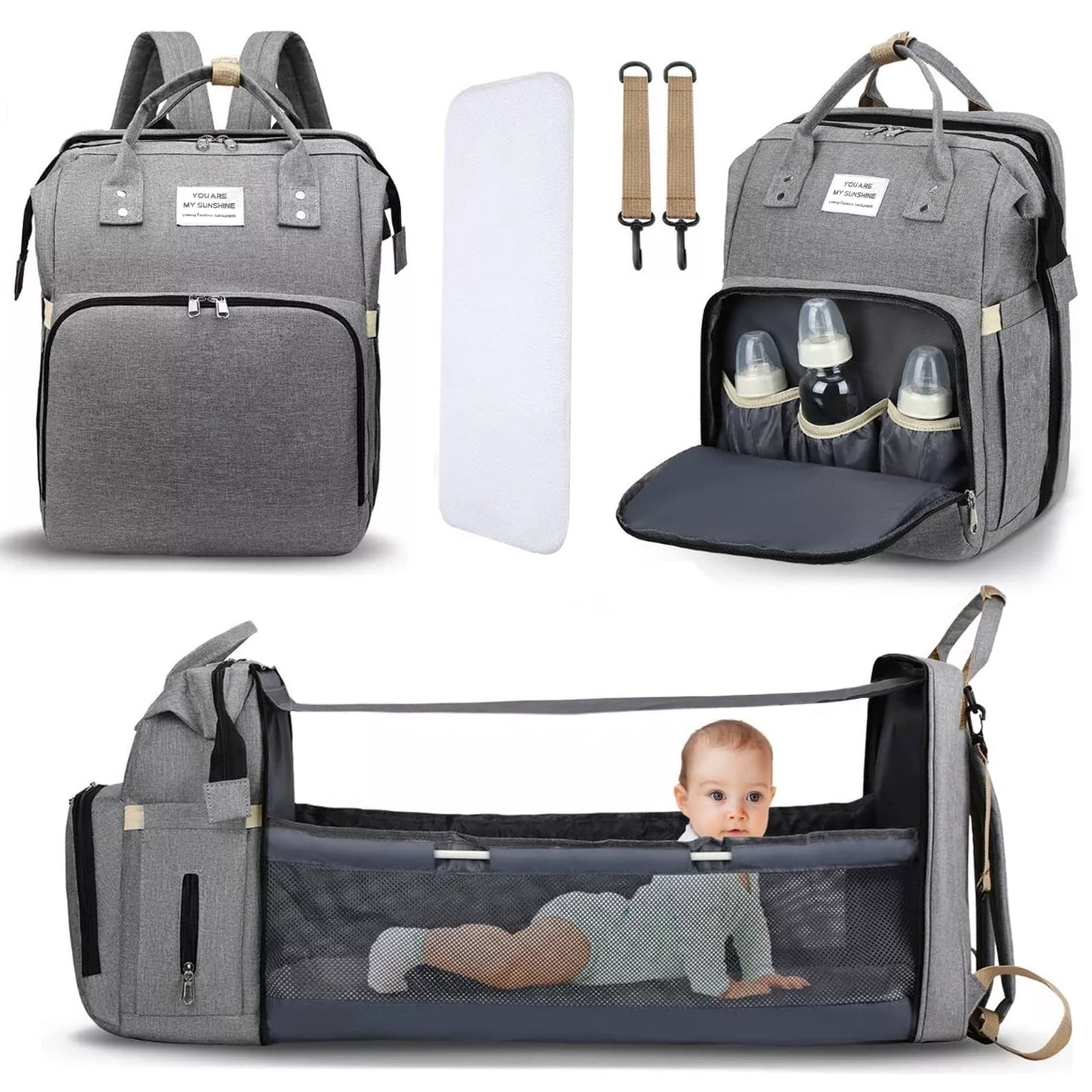 Kailwokk Baby Diaper Bag Backpack, Multifunction Waterproof Baby Bag for Mom with USB Charging Port, Large Capacity, Baby Shower Gifts, Gray