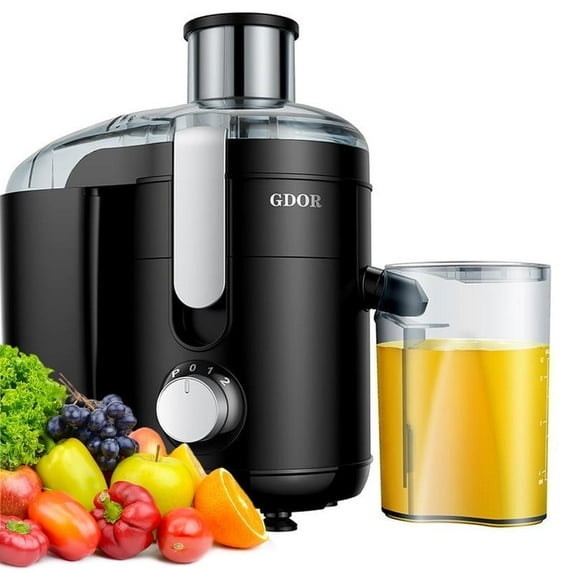 GDOR Juicer Machine Dual Speeds Centrifugal Extractor, Titanium Enhanced Cut Disc, 2.5" FeedChute Juicer, Anti-Drip, Includes Cleaning Brush,Black