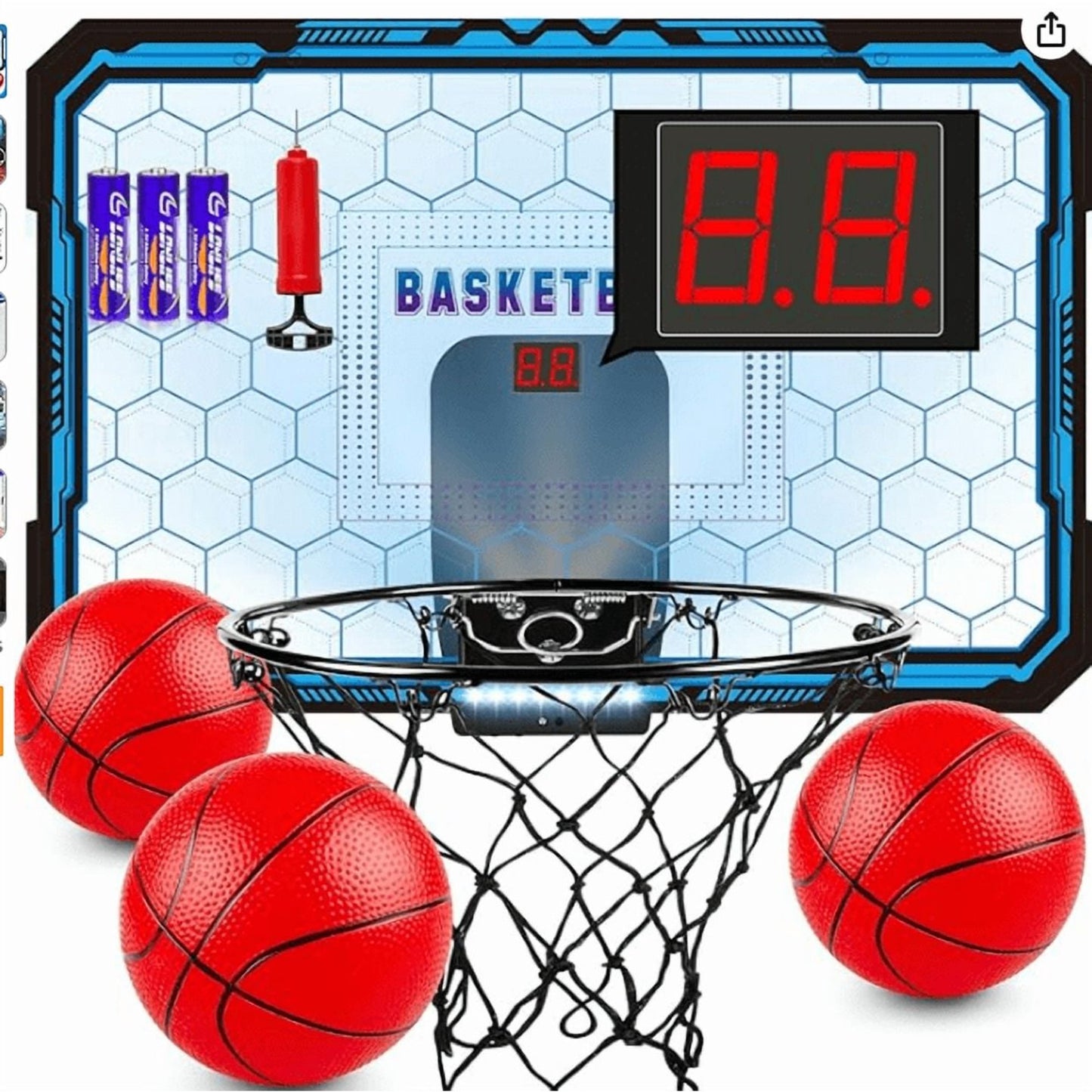 KOPPOP Basketball Hoop Indoor, Basketball Mini Hoop Pro Basketball Hoop OverThe Door with Cool LED Lights