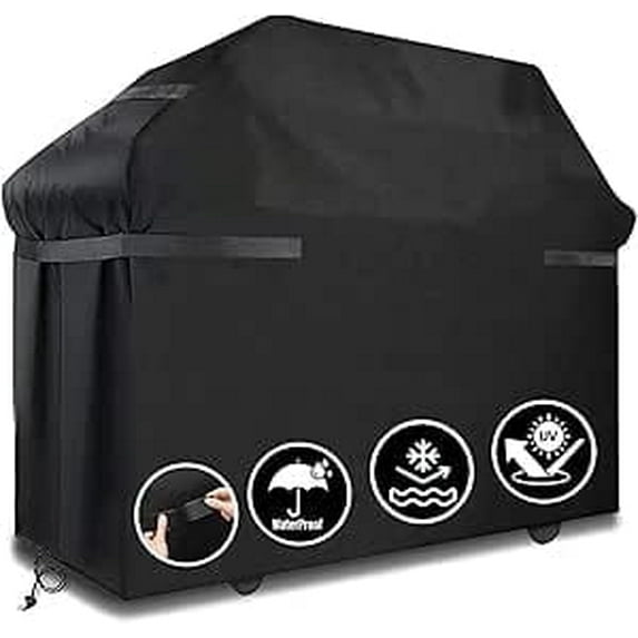 LCGOD Grill Cover, Heavy Duty BBQ Gas Grill Cover with Adjustable Straps, 61 inch All Weather Protection for Weber BBO, Char Broil, Gas Grill