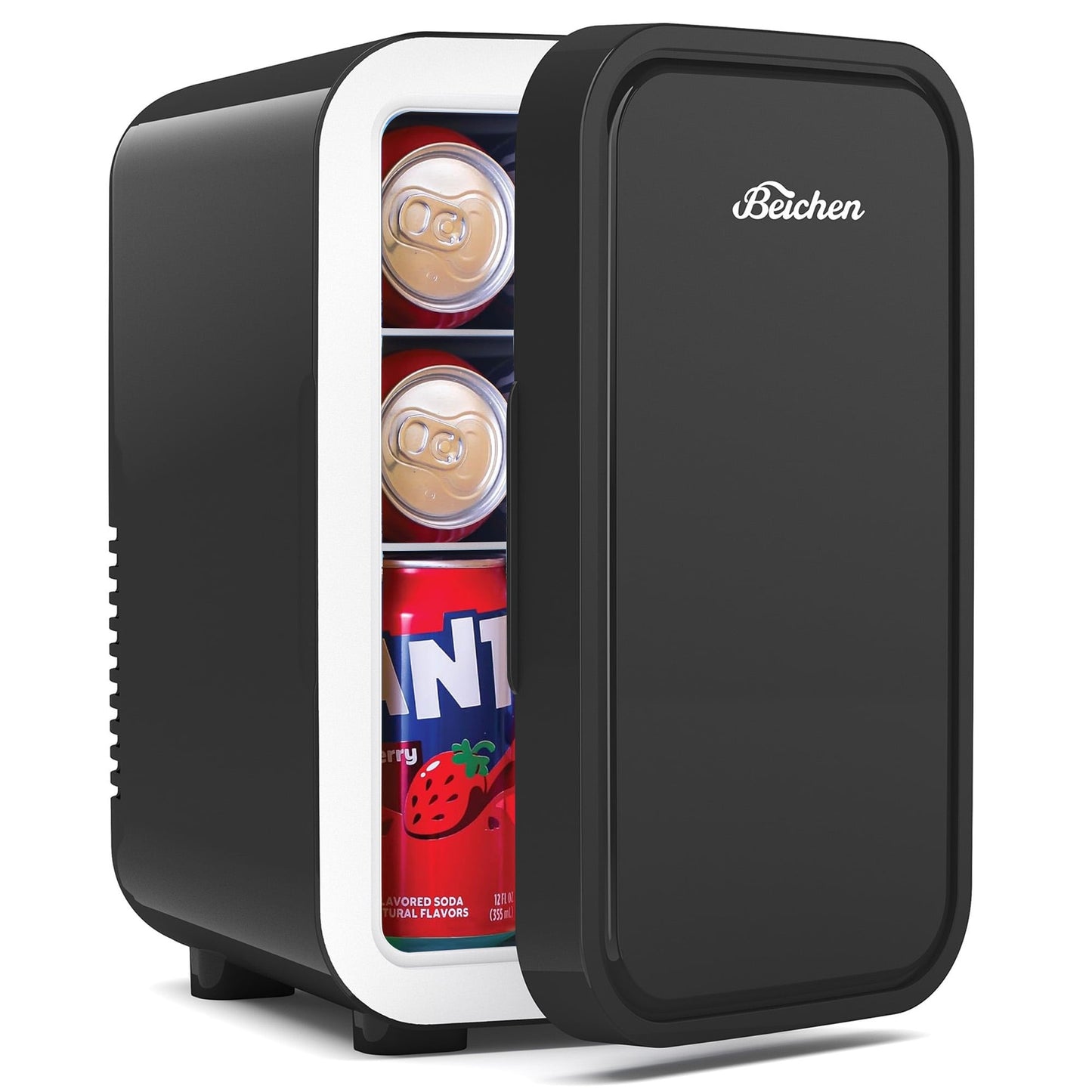 BEICHEN Mini Fridge, 6 Liter/8 Can Small Fridge, AC/DC Portable Skincare Fridge, Cooler and Warmer Refrigerators for Bedroom, Skincare, Beverage, Office, Dorm, Car, Black