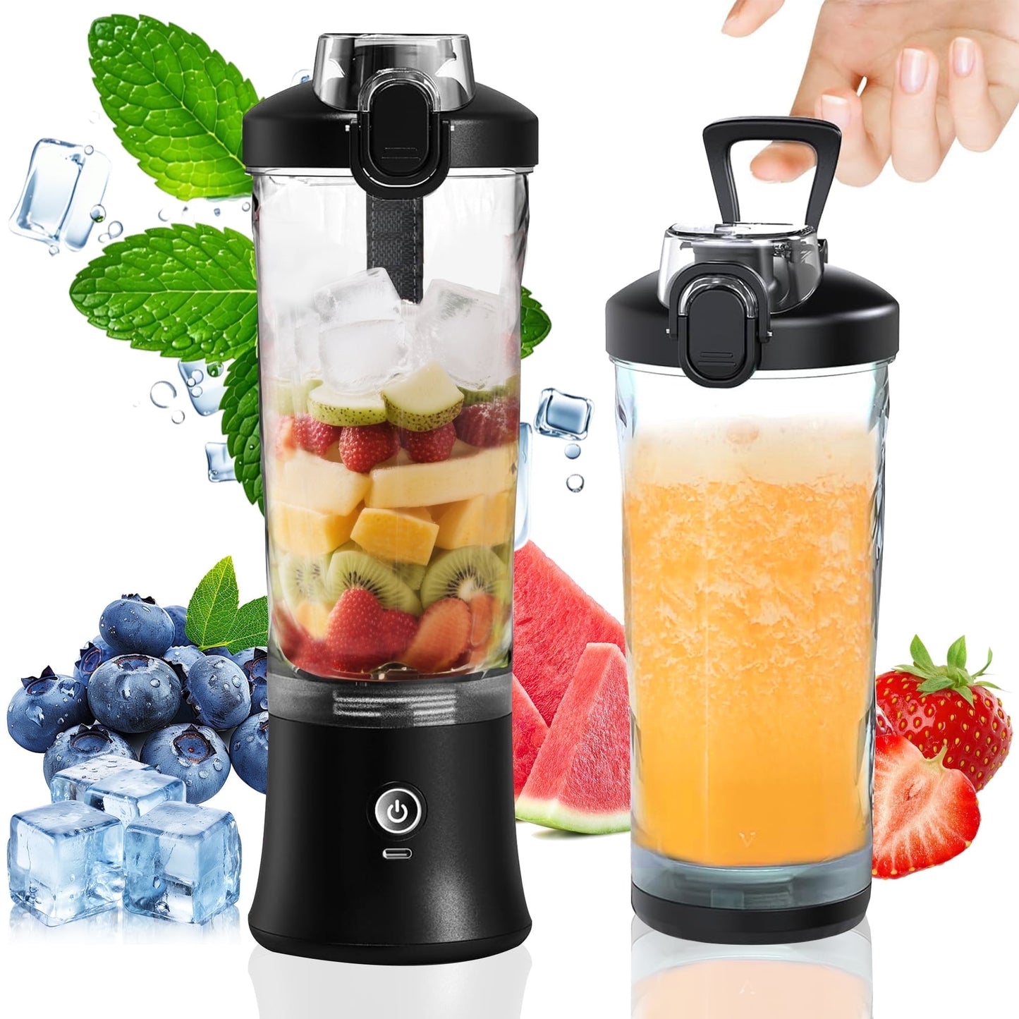 ORFELD Personal Portable Blender, Small Kitchen Appliances Blender Cup for Shakes and Smoothies Rechargeable Shaker Bottle, 20oz