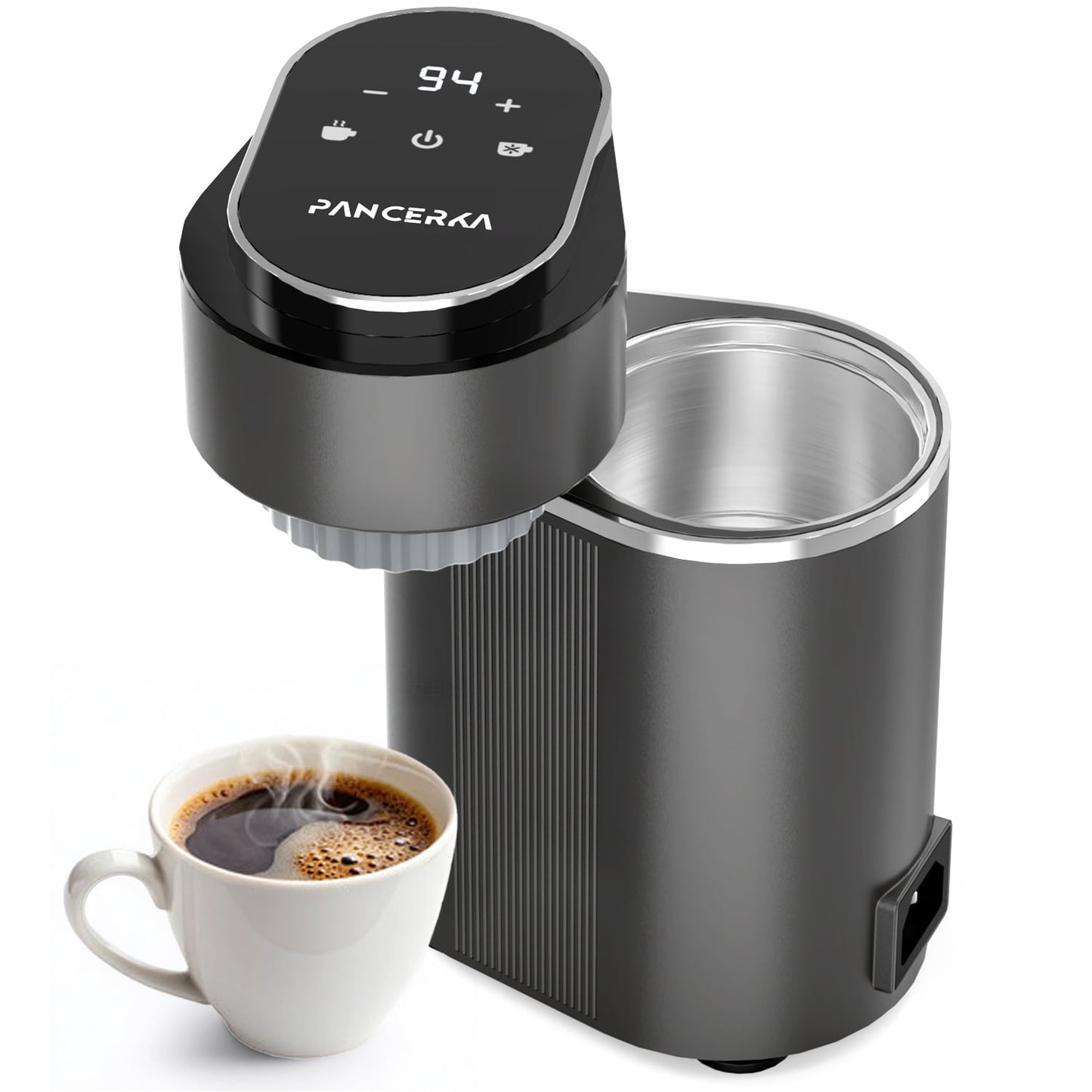 PANCERKA Portable Espresso Machine, Hot and Iced Coffee Maker, Adjustable Warm Plate, Black