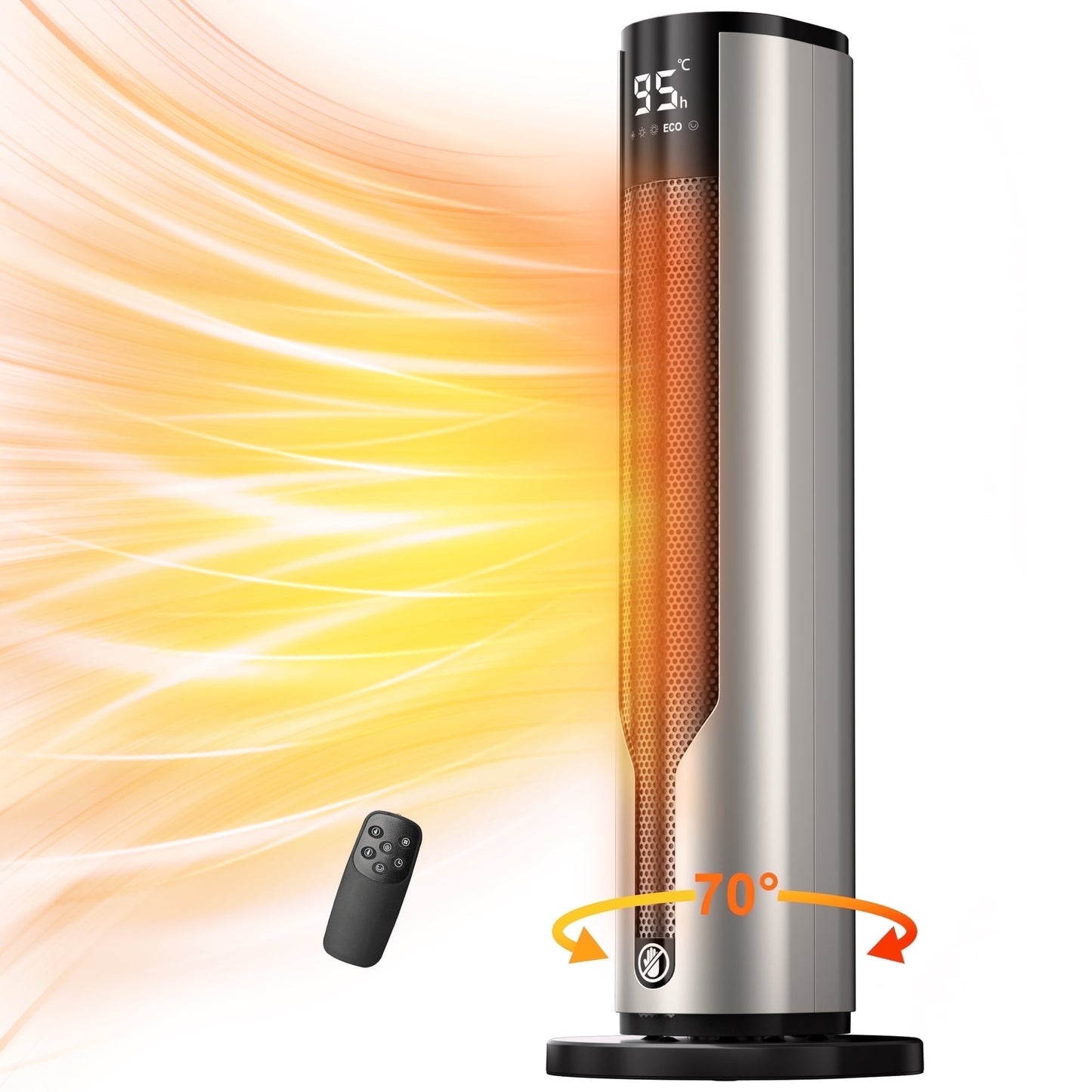 Space Heater Indoor, ATUPEN 1500W PTC Electric Heaters with Thermostat Remote, 70°Oscillation, 12H Timer, Fast Safety Ceramic Room Heater for Home Bedroom Office