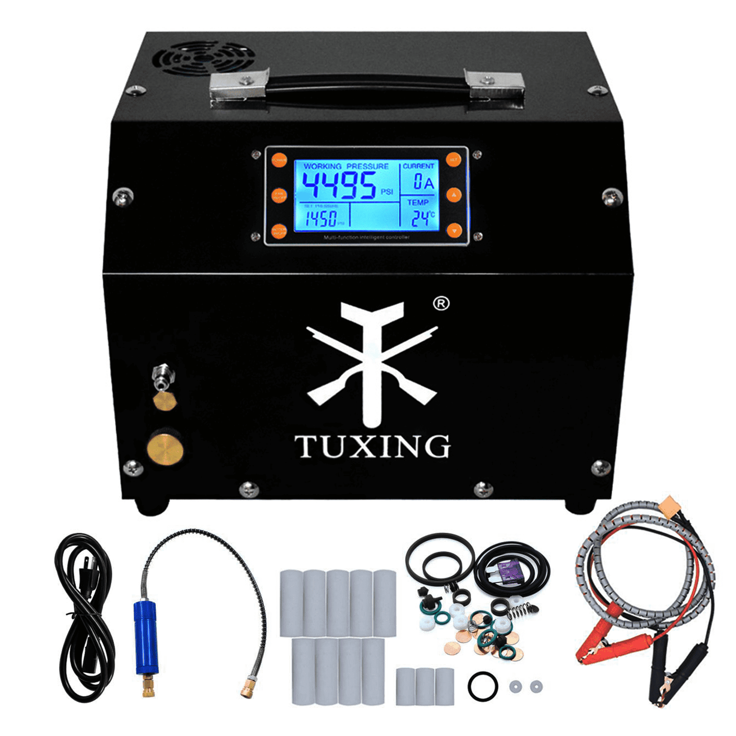 TUDIVING PCP Air Compressor LCD Display 4500Psi Built-in Converter Auto-Stop Portable Air Pump 110V