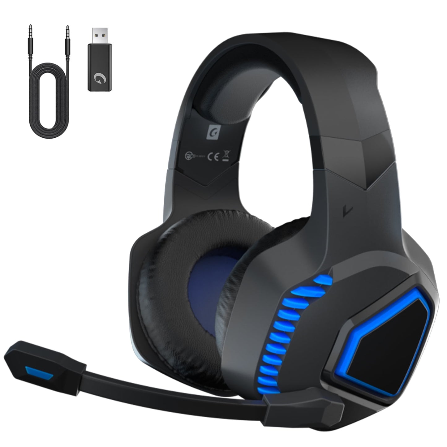 Wireless Gaming Headset 2.4G USB for PS5 Switch PC Mac,Black