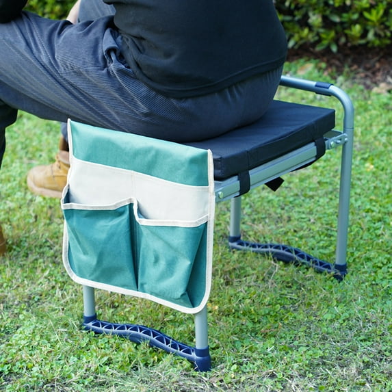ORFELD Garden Kneeler and Seat,with 2 Tool Bags Pouches and Claw Gloves,Portable Lightweight Bench Thicken EVA Foam Pad Sturdy Steel Pipe Practical Garden Tools(Green)