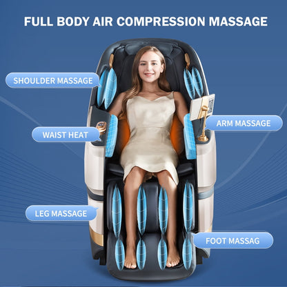 MassaMAX 4D Massage Chair, Electric Extendable Footrest, Zero Gravity, With Touch Screen, Quick Access Buttons