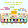 FRESHE Baby Music Mat, Baby Musical Keyboard Playmat with 8 Musices & 5 Animal Sounds, Touch Playmat Piano Music Mat, Educational Musical Toy for months 18+