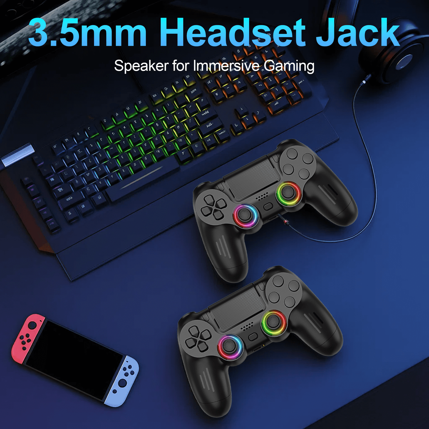 Wireless Controller Compatible with P4/Slim/Pro with Vibration/Motion Sensor/Headphone Jack/Audio Function