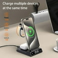 Wireless Charger Fits for iPhone & Samsung, 3 in 1 Fast Charging Station for Multiple Devices with Digital Clock Charging Dock Stand Compatible with iPhone & Apple Watch & AirPods,Black