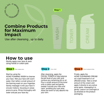 Acne Foaming Wash Cleanser, Benzoyl Peroxide Acne Treatment for Face, Body, pH Balancing - Fragrance-Free Foam Face Wash Moisturizer with Licorice Root, Vitamin E, Antioxidants 250ml.