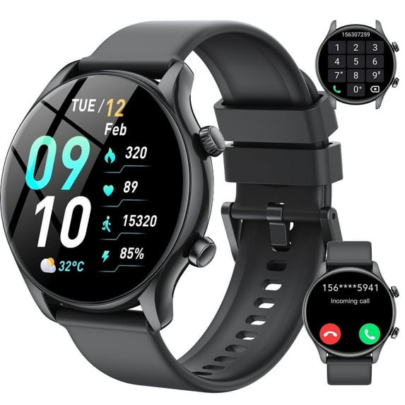 2025 New Men's Smart Watch, 1.39" HD Screen Fitness Tracker with Bluetooth Calling (Answer/Make/Message), IPX8 Waterproof, 100+ Sports Modes, Smartwatch Fits for Android and iPhone, for Gift Black