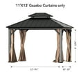 Covered Outdoor Gazebo Curtain Replacement Universal 4-Panel Sidewalls 11' x 13', Outdoor Gazebo Privacy Curtains with Zipper (Curtain Only)