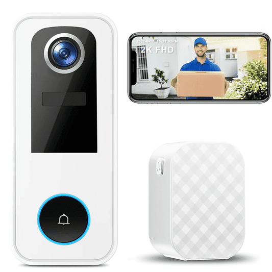 2K Wireless Video Doorbell with Chime, AI Human Detection, 2-Way Talk, Voice Changer, Night Vision, Weatherproof, SD/Cloud Storage, No Monthly Fee