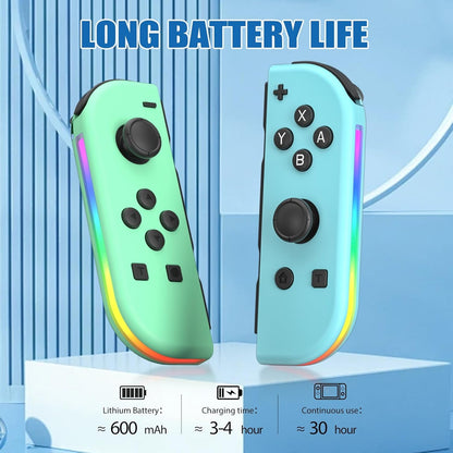 Replacement for Nintendo Switch Controller,Wireless controllers Compatible with Switch/Oled/Lite, Support Dual Vibration/Wake-up/Motion Control/RGB Lights,Green/Blue