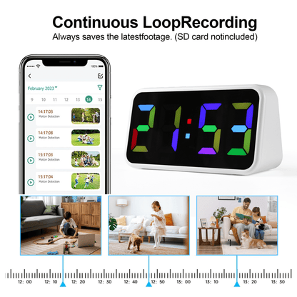 Security Clock Camera - Full HD 1080P Wireless Camera - WiFi Nanny Cam for Home Indoor Security