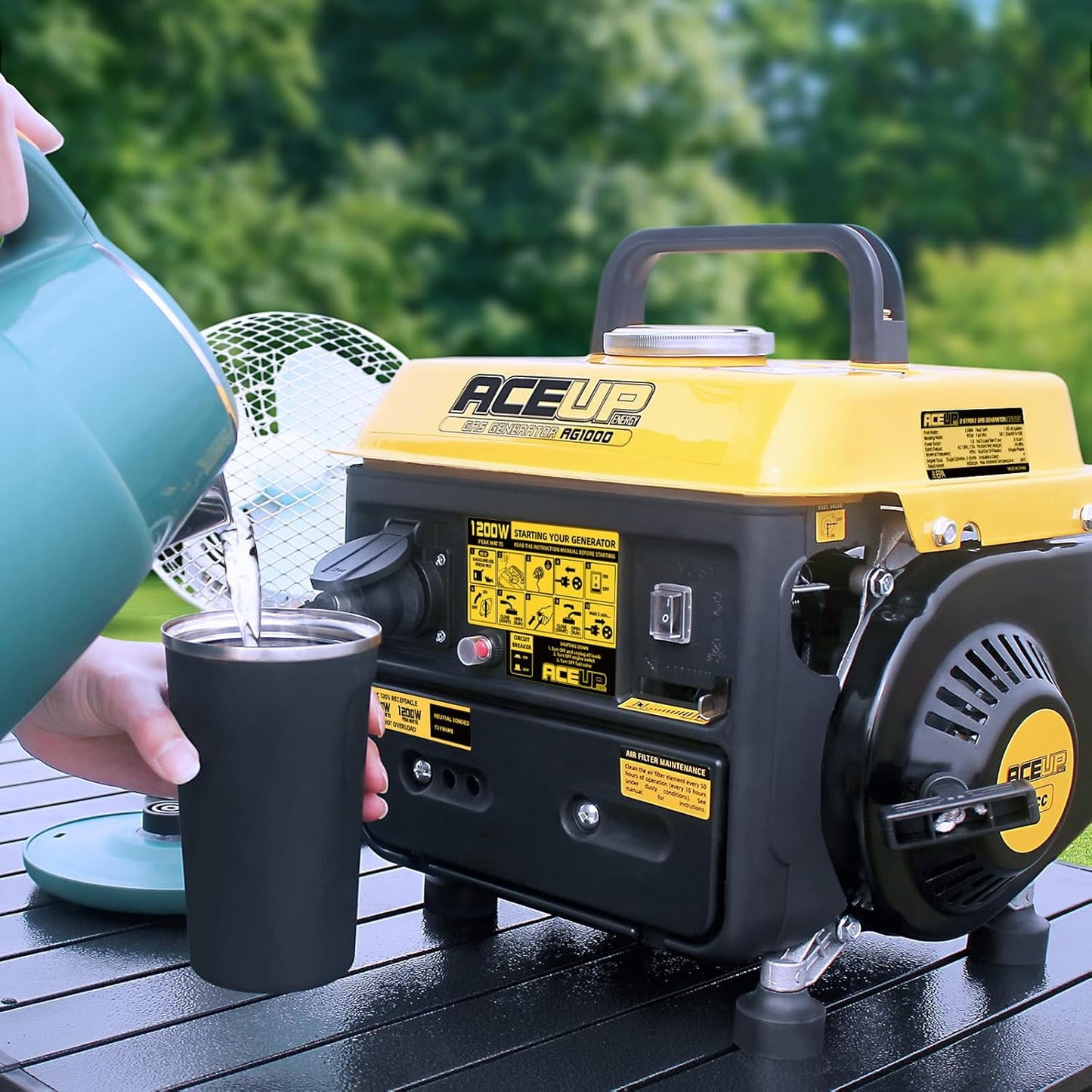 Aceup Energy 1200W Gas-Powered Generator, Pull Cord Start，Small Portable Generator Camping Ultralight, EPA & CARB Compliant