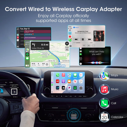 Wireless Carplay Adapter, 2 in 1 Apple Carplay Convert Wired to Wireless Adapter for iOS 10+ and Android 10+, Plug and Play, No Delay Carplay Adapter for Cars 2016+