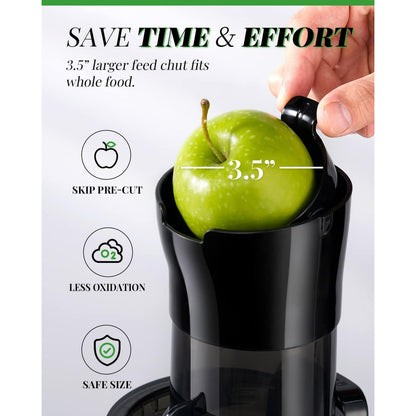 SHARDOR Cold Press Juicer Machines, Masticating Juicer Extractor with 3.5-Inch Feed Chute, Slow Juicer With High Yield, Easy to Clean,Grey