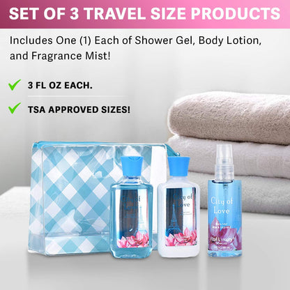 Vital Luxury Bath & Body Care Travel Set,Relax Scent for Unisex,with Body Lotion,Body Mist and Shower Gel