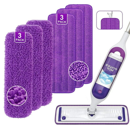 6-Pack Reusable Microfiber Mop Pads for PowerMop – Machine Washable Wet Mop Refills for Hardwood Floors – Fits 13”–15” Spray Mops