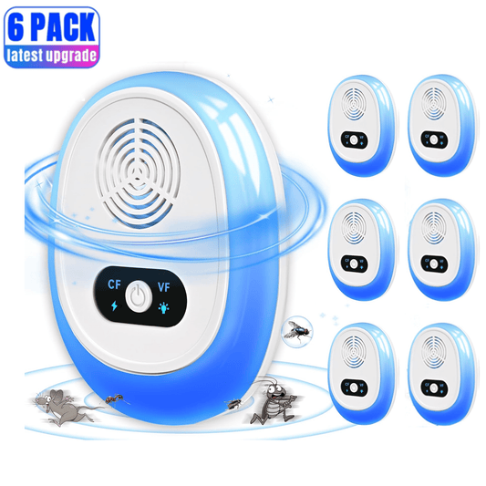 6 Packs Ultrasonic Pest Repeler, 2025 New Mouse Repelent Indoor, Electronic Pest Control Plug in for Mice Mosquito Bug Mouse Rodent Roach Spider