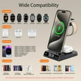 Wireless Charger Fits for iPhone & Samsung, 3 in 1 Fast Charging Station for Multiple Devices with Digital Clock Charging Dock Stand Compatible with iPhone & Apple Watch & AirPods,Black