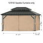 Covered Outdoor Gazebo Curtain Replacement Universal 4-Panel Sidewalls 12' x 16', Outdoor Gazebo Privacy Curtains with Zipper (Curtain Only)