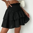 SOMER Mini Skirts for Women Summer High Waist Short Pleated Skirt Pleated A-Line Elastic Ruffle Beach Dress Casual 2025 Black