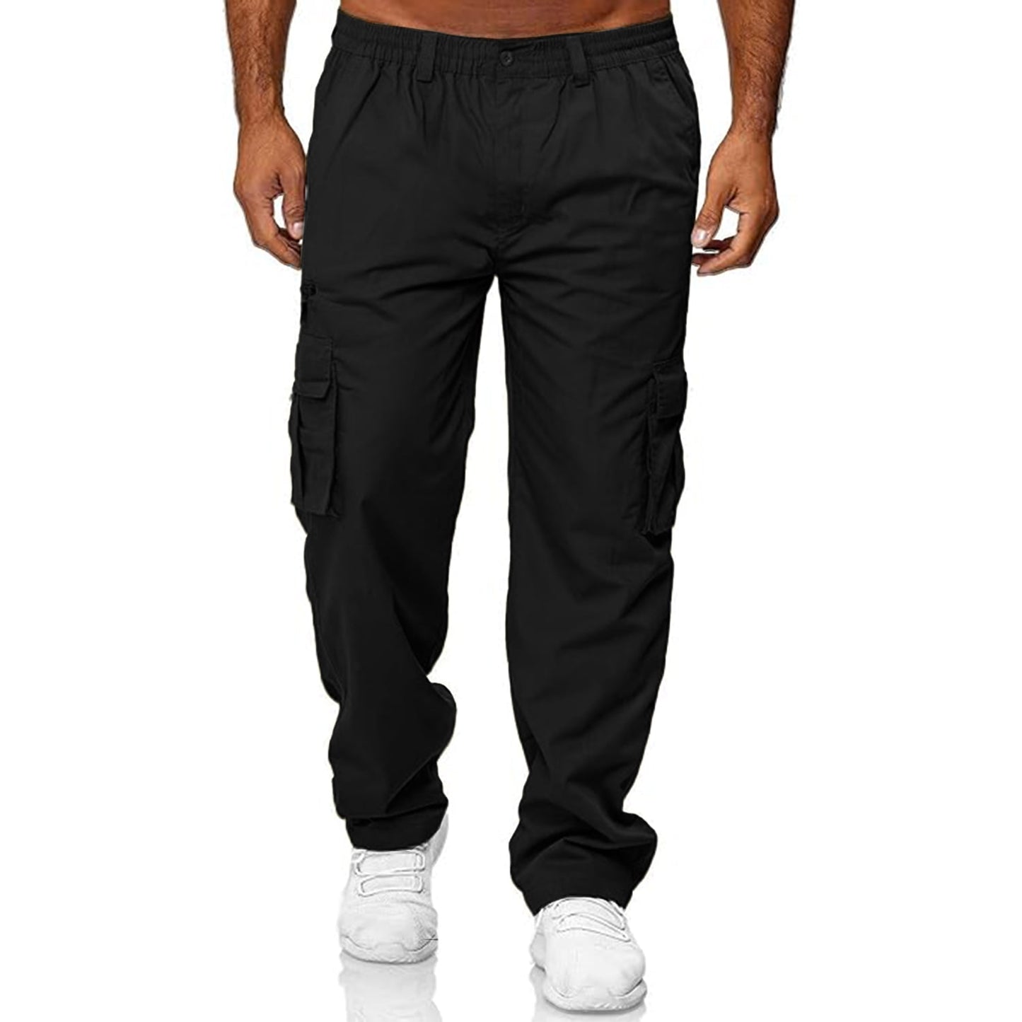 MLDRA Men's Cargo Pants Sweatpants Jogger Work Trousers Relaxed Fit Casual Lightweight Slacks with Multi Pockets Black
