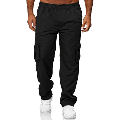 MLDRA Men's Cargo Pants Sweatpants Jogger Work Trousers Relaxed Fit Casual Lightweight Slacks with Multi Pockets Black