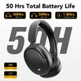 Hybrid Active Noise Cancelling -45dB, Bluetooth Headphones 5.4, 40H Playtime Earbuds, Clear Call with 4 Mics, Bass Boosted by 90%, Comfort Fit Over Ear Headphones for Travel Home Office PC Red