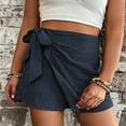 SOMER Womens 2025 Trendy Wrap Mini Skirts Elastic High Waist Ruffle Tie Knot Side Solid Skorts for Casual and Holiday