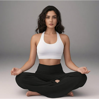 WQD Yoga Pants for Women High Waisted Wide Leg Crossover Loose Fit Lounge Pants with Pockets for Workout Casual Wear and Lounge