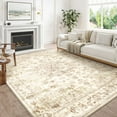 WIPONKEN 8x10 Area Rugs for Living Room Bedroom Dining Room Office Farmhouse, Machine Washable Non Slip Vintage Persia Rug Beige