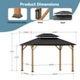 FONA 10'x12' Wood-Look Hardtop Gazebo with LED Lights,Double Roof & Netting