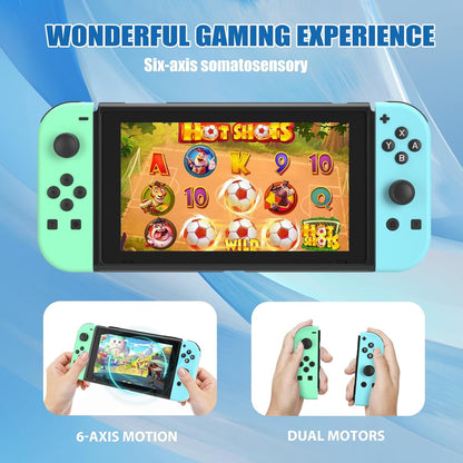 Replacement for Nintendo Switch Controller,Wireless controllers Compatible with Switch/Oled/Lite, Support Dual Vibration/Wake-up/Motion Control/RGB Lights,Green/Blue