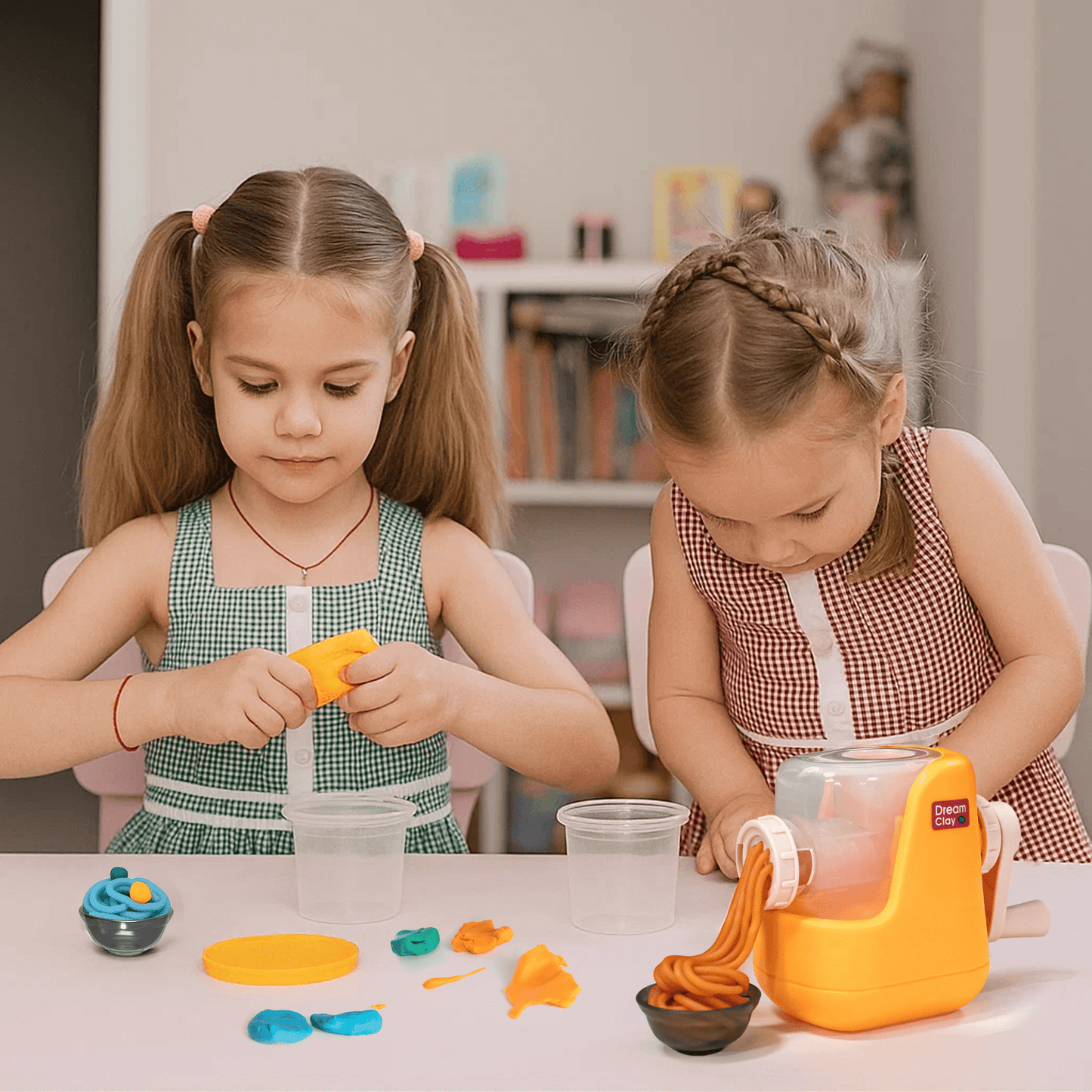 Noodle Maker Toy Set,Kids Toys Play Food with 12 Modeling Dough & Creative Molds, DIY Pretend Play Toys for Kids Ages 2-4, Gift for Girls and Boys