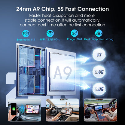 Wireless Carplay Adapter, 2 in 1 Apple Carplay Convert Wired to Wireless Adapter for iOS 10+ and Android 10+, Plug and Play, No Delay Carplay Adapter for Cars 2016+