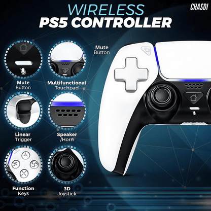 Wireless Controller Compatible for P5, Bluetooth 5.0 with 1000mAh Battery, Dual Vibration, 6-Axis Motion Control, USB-C Charging, Gamepad Compatible with P5/Windows PC