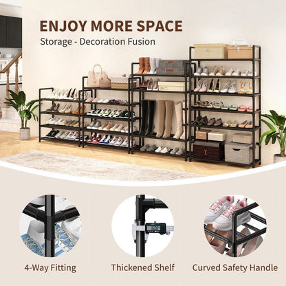 Krpimt 5-Tier Shoe Rack, 31.5" Stackable Shoe Organizer Storage Holds 15-20 Pairs, Metal Shoe Shelf for Entryway Hallway and Closet, Black