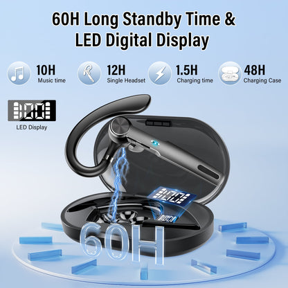 Bluetooth Headset, Single-Ear Bluetooth Earpiece with ENC Mic with HiFi Stereo Sound, 72 Hours Talking Time Wireless Headset V5.3 with 400mAh Charging Case for iOS Android Cell Phones, Black